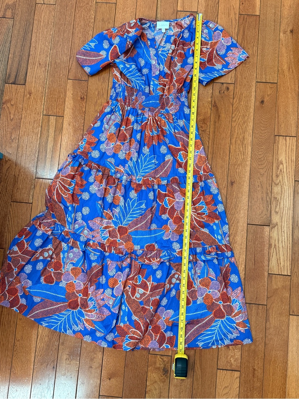 Sugarlips Amazonia Palmer Blue Floral Cotton Tiered Maxi Dress XS - Picture 11 of 12